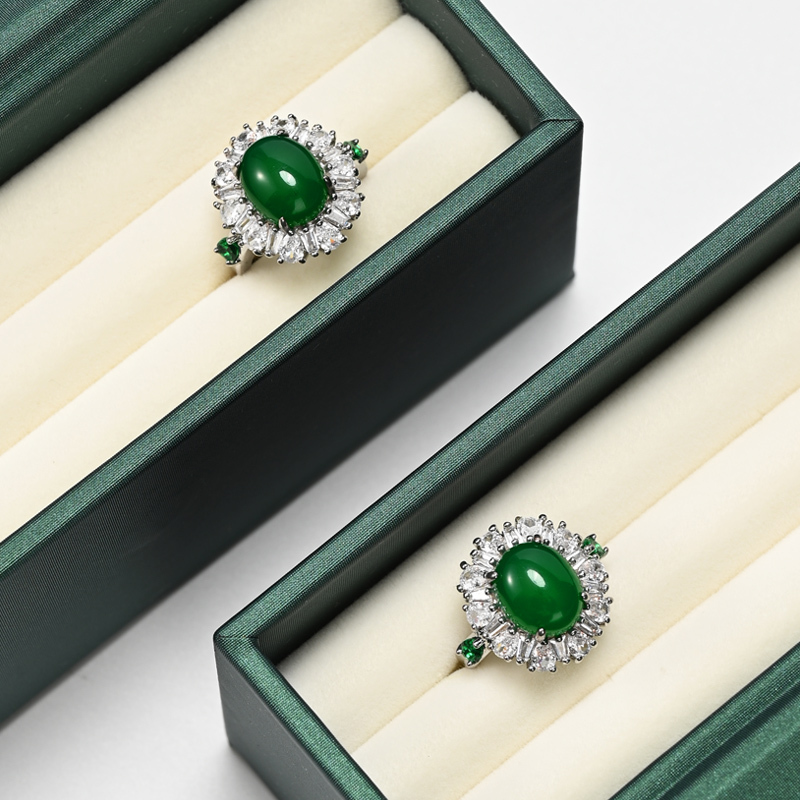 FANXI H176 Packaging Multiple Luxury Ring Display Box Wedding Bulk Custom Logo Green Jewelry Ring Storage Boxes