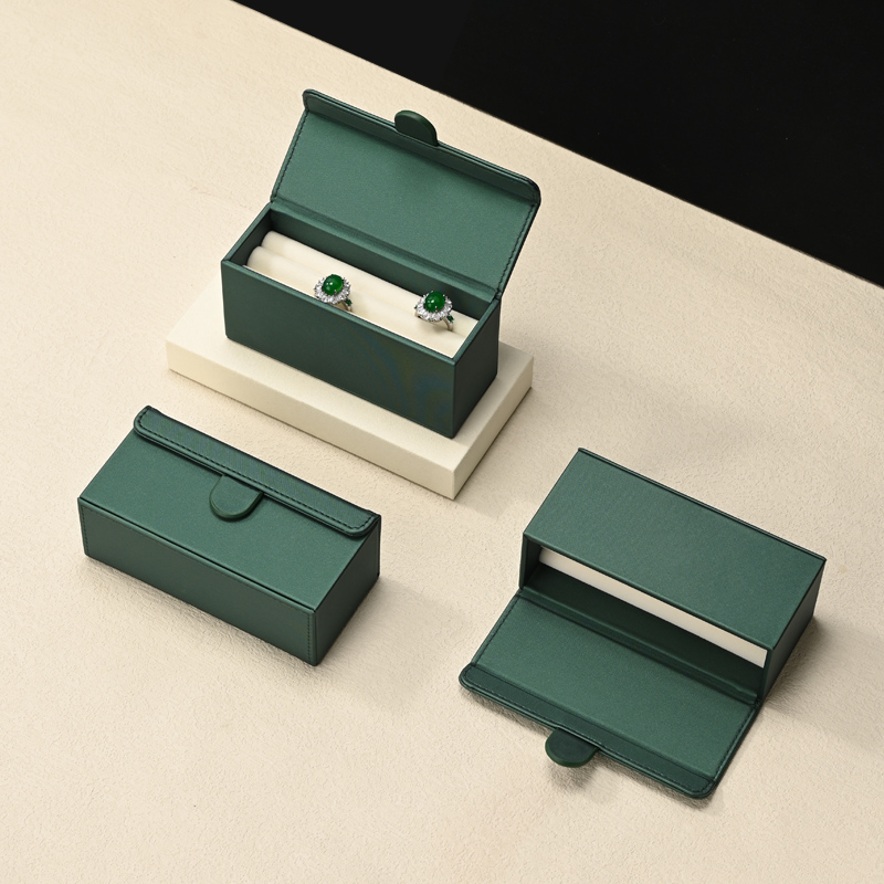 FANXI H176 Packaging Multiple Luxury Ring Display Box Wedding Bulk Custom Logo Green Jewelry Ring Storage Boxes