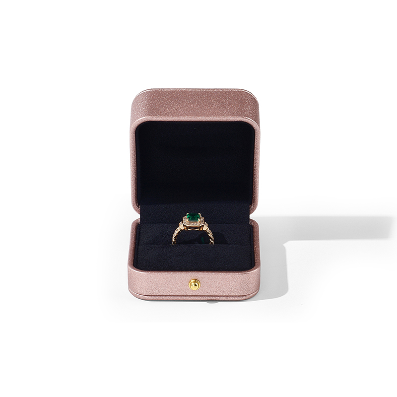 Microfiber Customization Factory Square Pink Ring Box PU Leather Right Angle Box Jewellery Box