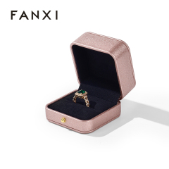 Microfiber Customization Factory Square Pink Ring Box PU Leather Right Angle Box Jewellery Box