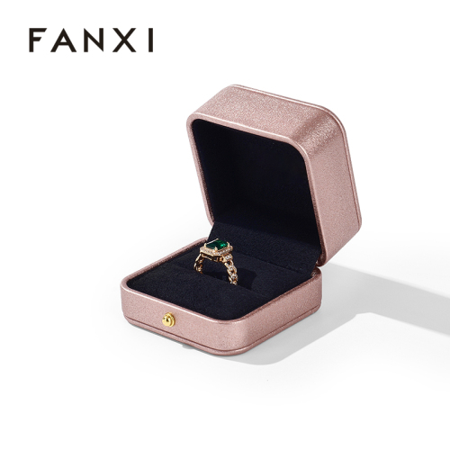 Microfiber Customization Factory Square Pink Ring Box PU Leather Right Angle Box Jewellery Box