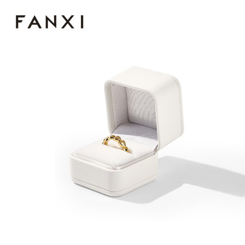 High-end Jewellery Box Custom Luxury White PU Leather Jewelry Boxes with Logo