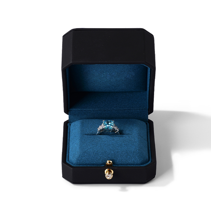 Eco-friendly Luxury Blue Jewelry Packaging Microfiber Ring Premium Box