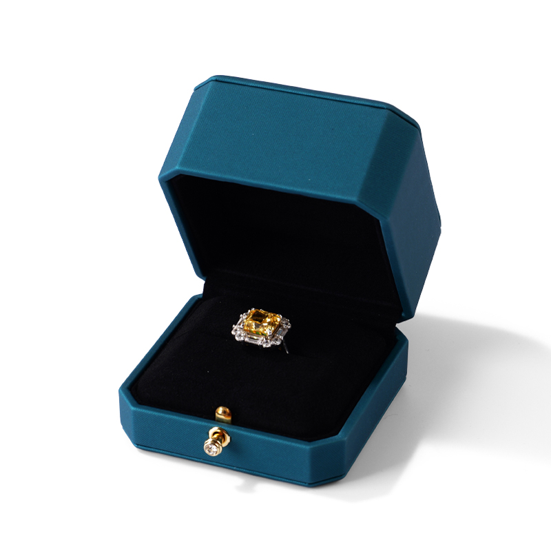 Eco-friendly Luxury Blue Jewelry Packaging Microfiber Ring Premium Box