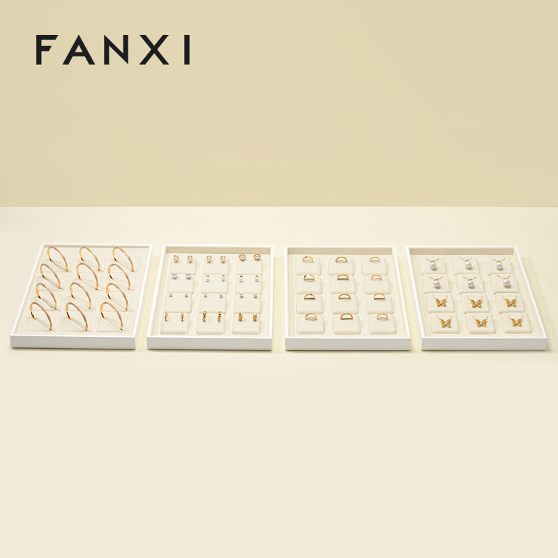 FANXI P189 High-level unique jewelry display tray PU leather ring necklace earring bracelet counter display tray