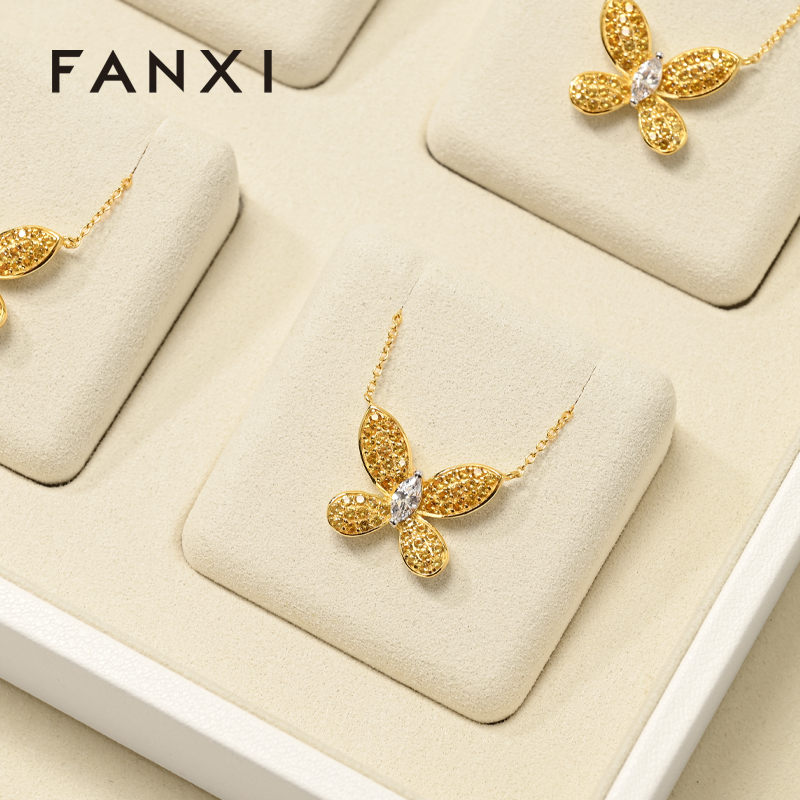 FANXI P189 High-level unique jewelry display tray PU leather ring necklace earring bracelet counter display tray