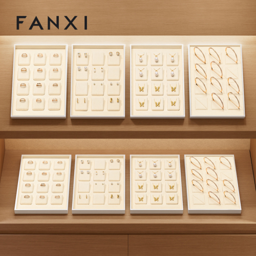 FANXI P189 High-level unique jewelry display tray PU leather ring necklace earring bracelet counter display tray