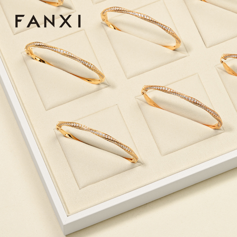 FANXI P189 High-level unique jewelry display tray PU leather ring necklace earring bracelet counter display tray