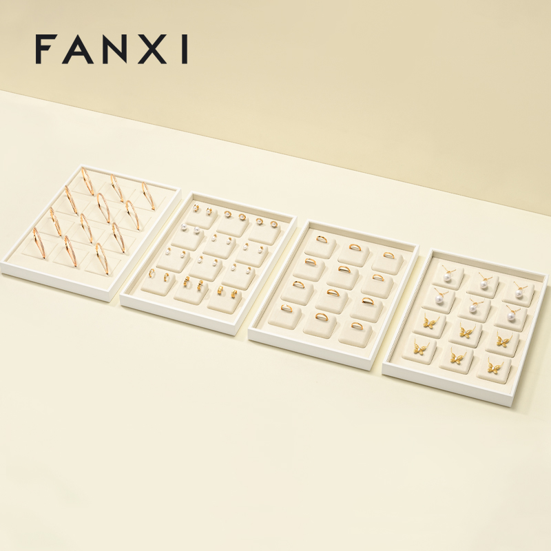 FANXI P189 High-level unique jewelry display tray PU leather ring necklace earring bracelet counter display tray