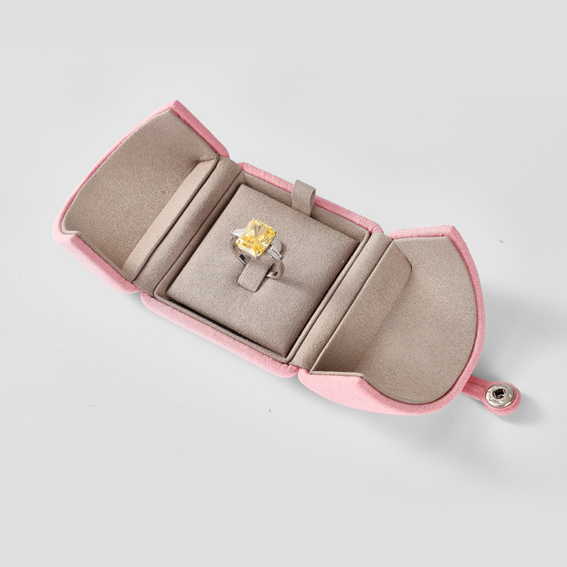 Velvet Jewelry Box Double Open Pink Color Ring Pendant Bangle Chain Bracelet Packaging Box High Class Jewelry Box