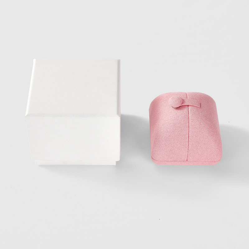 Velvet Jewelry Box Double Open Pink Color Ring Pendant Bangle Chain Bracelet Packaging Box High Class Jewelry Box
