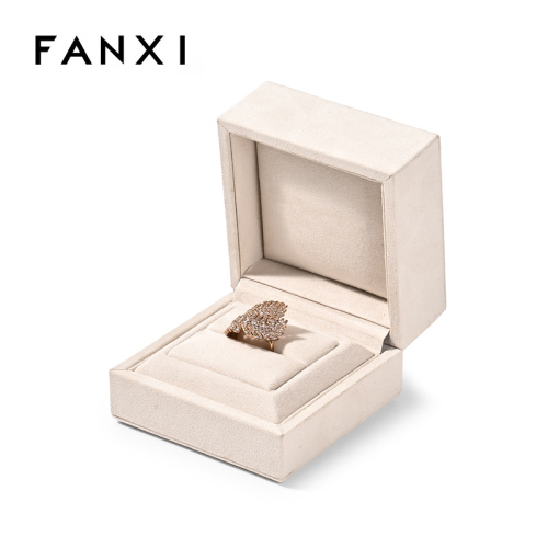 Custom High End Wedding Black Ring Suede Diamond Ring Earring Jewelry Gift Box