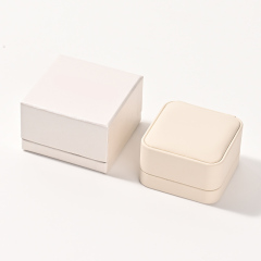 Professional Custom Elegant Jewelry Package Box Suede Wedding Double Ring Boxes for Packaging