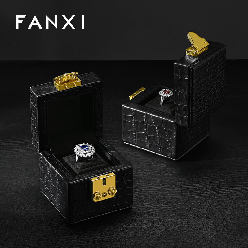 H184 Jewellery Box Wholesale Square Jewelry Packaging Box Custom Logo Gift Earring Pendant Quality Microfiber Jewelry Packing