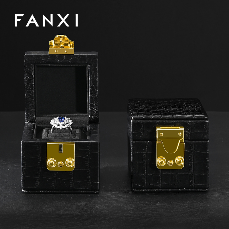 H184 Jewellery Box Wholesale Square Jewelry Packaging Box Custom Logo Gift Earring Pendant Quality Microfiber Jewelry Packing