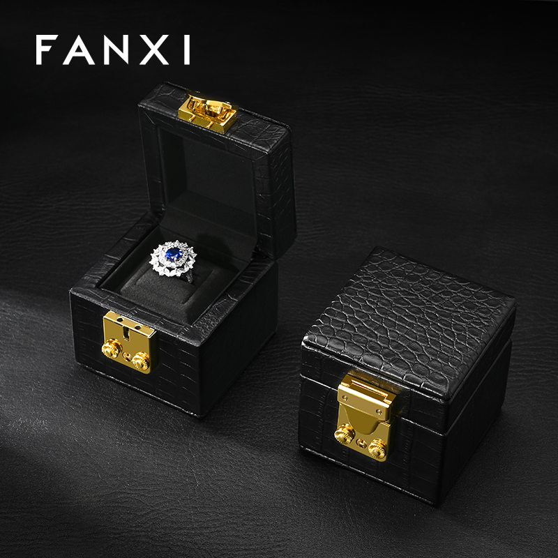 H184 Jewellery Box Wholesale Square Jewelry Packaging Box Custom Logo Gift Earring Pendant Quality Microfiber Jewelry Packing