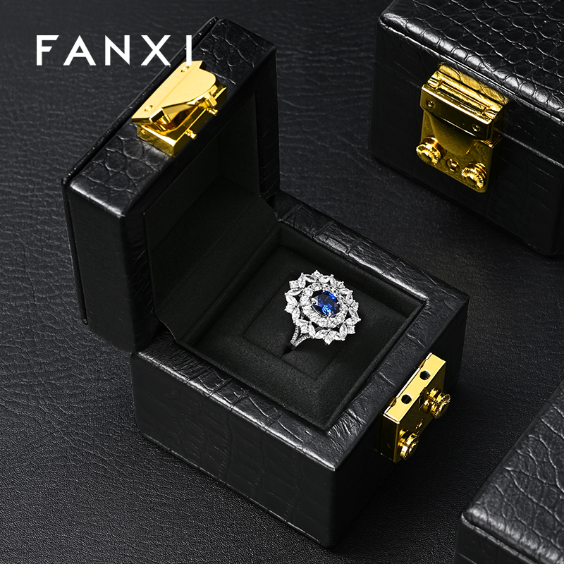 H184 Jewellery Box Wholesale Square Jewelry Packaging Box Custom Logo Gift Earring Pendant Quality Microfiber Jewelry Packing