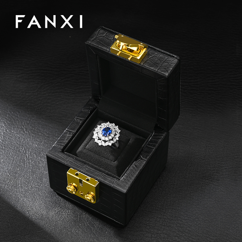 H184 Jewellery Box Wholesale Square Jewelry Packaging Box Custom Logo Gift Earring Pendant Quality Microfiber Jewelry Packing