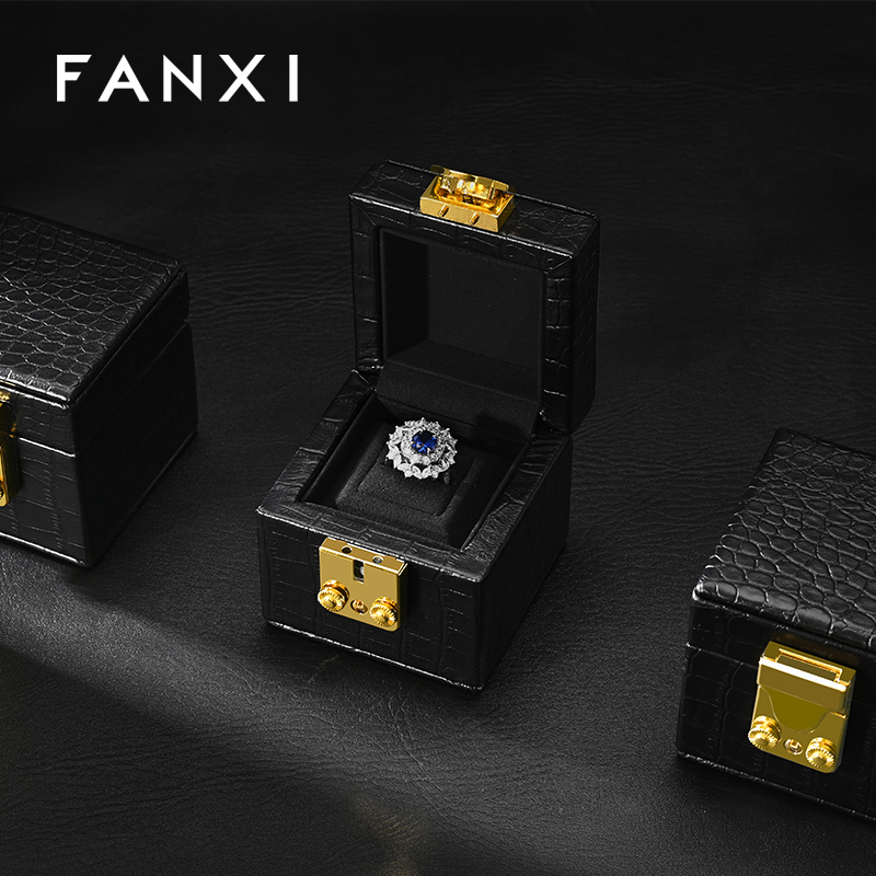 H184 Jewellery Box Wholesale Square Jewelry Packaging Box Custom Logo Gift Earring Pendant Quality Microfiber Jewelry Packing