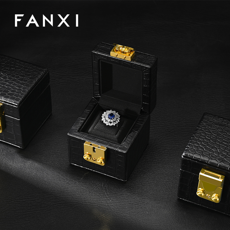 H184 Jewellery Box Wholesale Square Jewelry Packaging Box Custom Logo Gift Earring Pendant Quality Microfiber Jewelry Packing