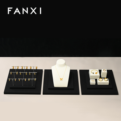 TT545 Microfiber High Grade Jewelry Display Tray for Window Show Jewelry Display Stand Customized Jewelry Displays Set