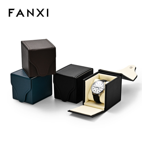 B020 High Quality Watch Box Snap Button PU leather Travel Watch Packaging Box Watch Gift Box Portable Storage Box