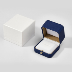 Wholesale High Quality Jewelry Box Packaging Ring Gift Blue Leather Jewellery Box Custom Logo