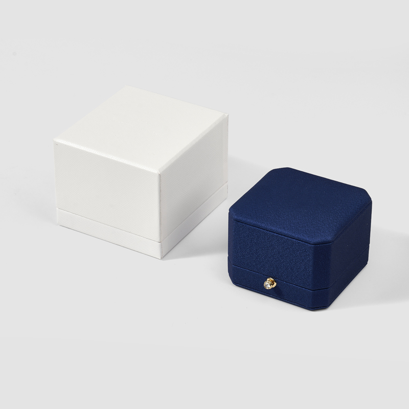 Wholesale High Quality Jewelry Box Packaging Ring Gift Blue Leather Jewellery Box Custom Logo