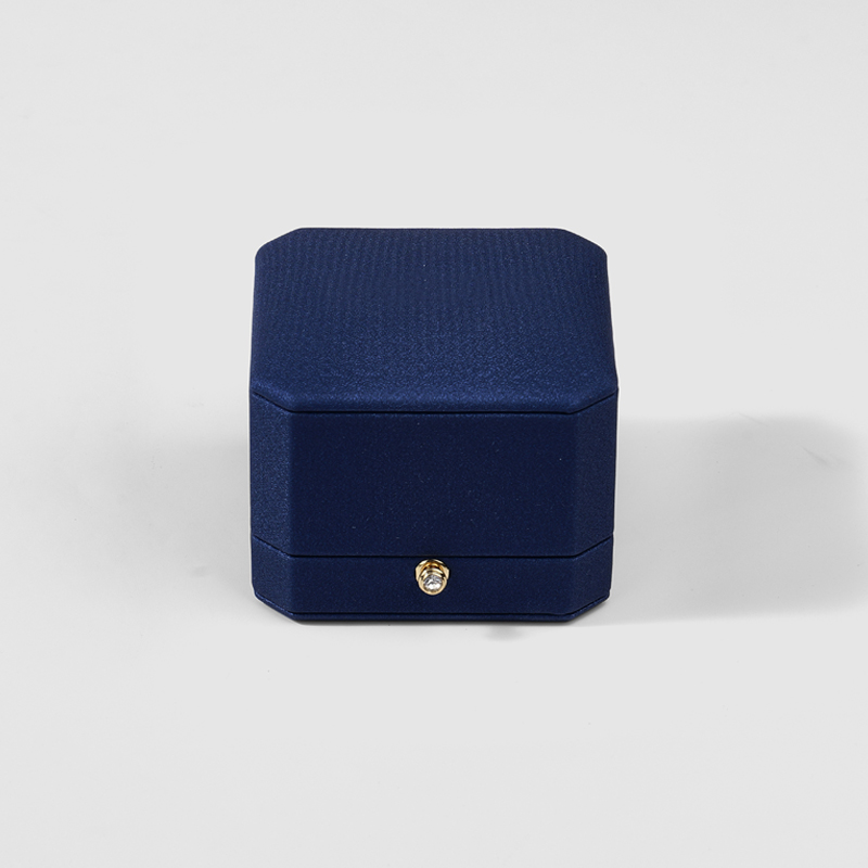 Wholesale High Quality Jewelry Box Packaging Ring Gift Blue Leather Jewellery Box Custom Logo