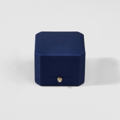 Wholesale High Quality Jewelry Box Packaging Ring Gift Blue Leather Jewellery Box Custom Logo