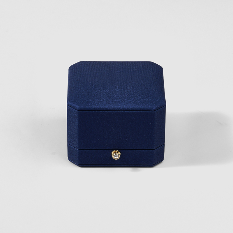Wholesale High Quality Jewelry Box Packaging Ring Gift Blue Leather Jewellery Box Custom Logo