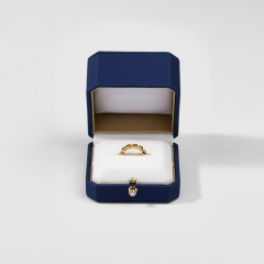 Wholesale High Quality Jewelry Box Packaging Ring Gift Blue Leather Jewellery Box Custom Logo