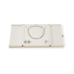 Wholesale Multiple Color Microfiber Necklace Double Open Customizes Jewellery Box Display Diamond Earrings Packaging Boxes