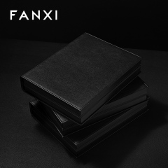 H189 Custom Large Black PU Leather Book Design Fashionable Gift Jewelry Box Organizer Storage Case Pouch Packaging Holder