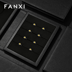 H189 Custom Large Black PU Leather Book Design Fashionable Gift Jewelry Box Organizer Storage Case Pouch Packaging Holder
