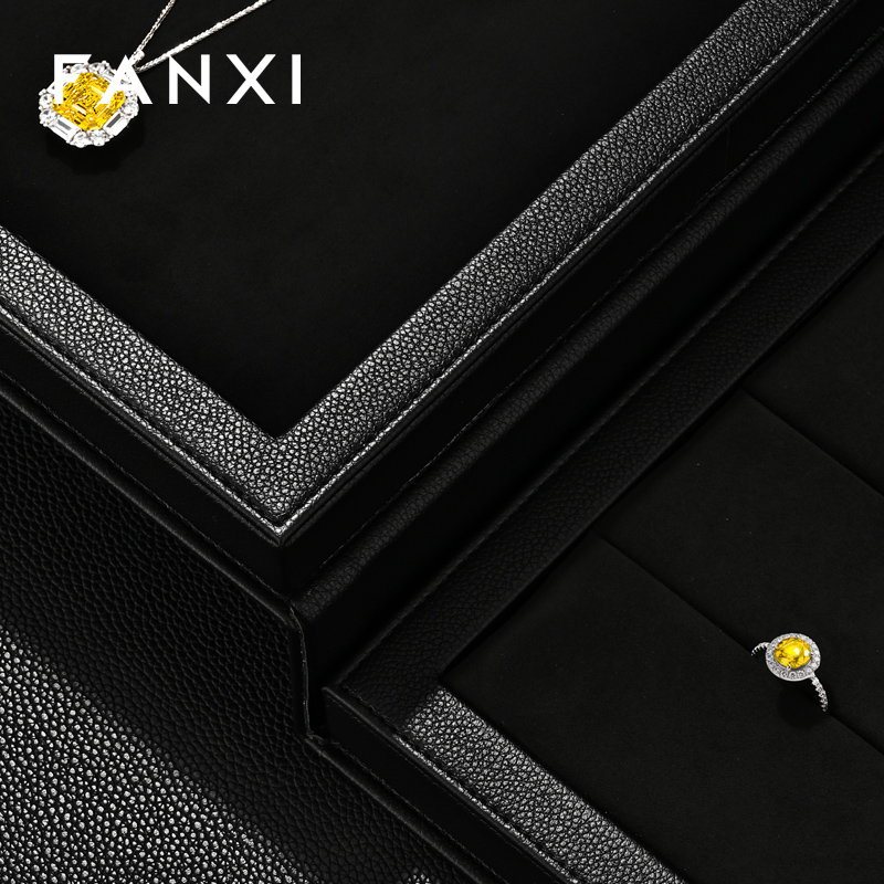 H189 Custom Large Black PU Leather Book Design Fashionable Gift Jewelry Box Organizer Storage Case Pouch Packaging Holder