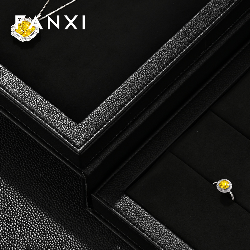 H189 Custom Large Black PU Leather Book Design Fashionable Gift Jewelry Box Organizer Storage Case Pouch Packaging Holder