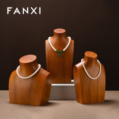 SM238 Wooden Jewelry Bust Solid Wood Model Necklace Display Stand Jewelry Store Window Display Stand