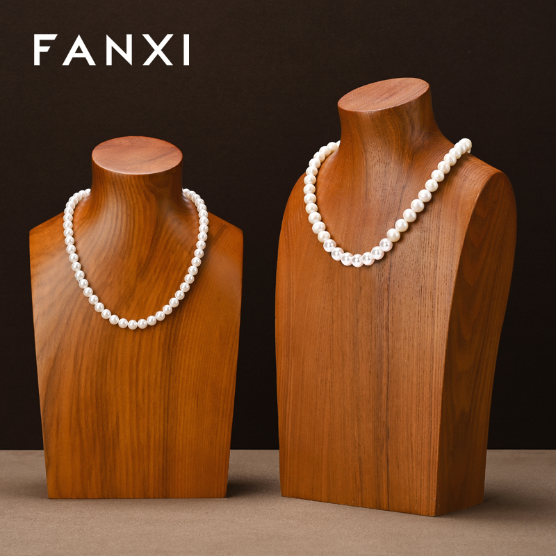 SM238 Wooden Jewelry Bust Solid Wood Model Necklace Display Stand Jewelry Store Window Display Stand