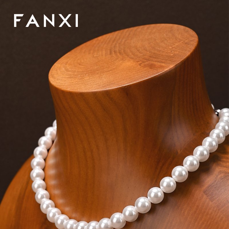 SM238 Wooden Jewelry Bust Solid Wood Model Necklace Display Stand Jewelry Store Window Display Stand