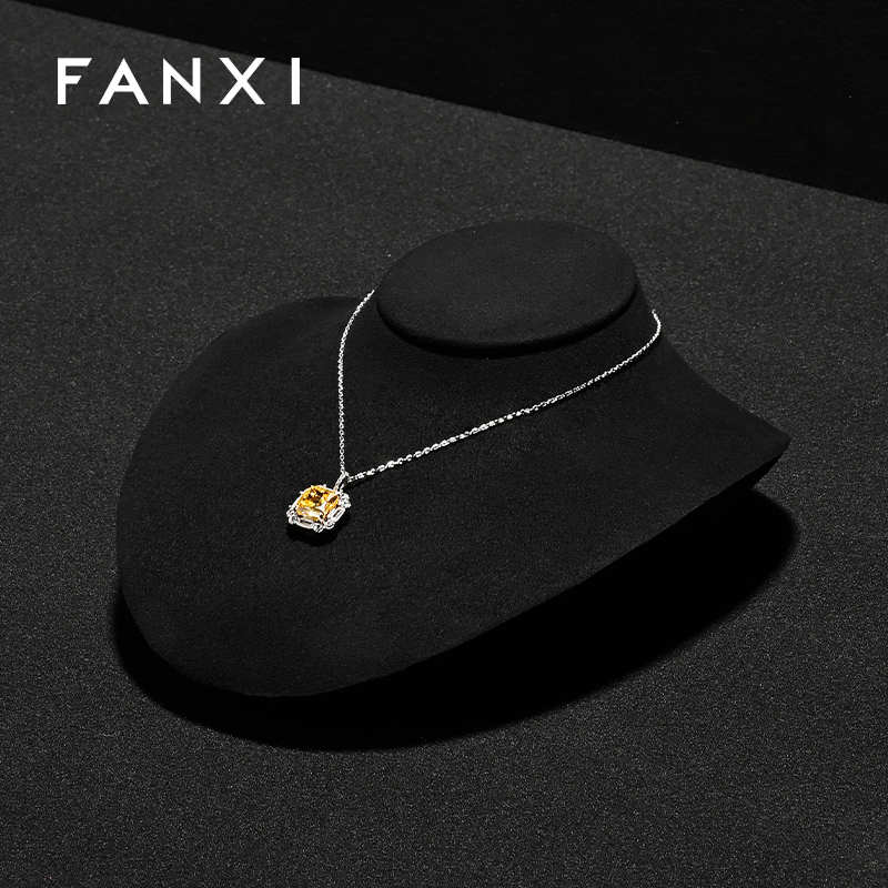 RX111 Microfiber Window Showcase Necklace Jewelry Display Props High-Grade Microfiber Jewelry Bust