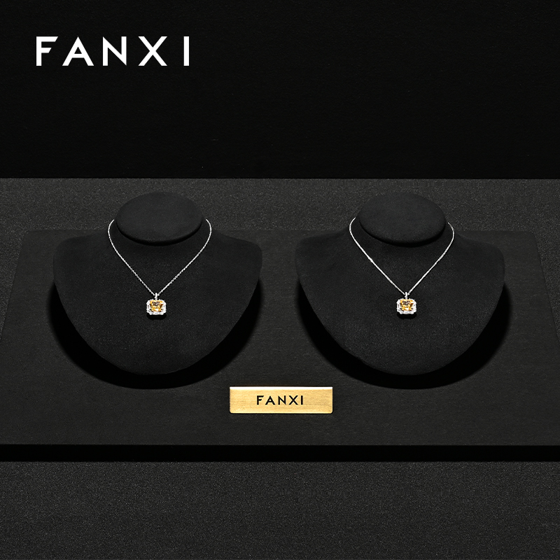 RX111 Microfiber Window Showcase Necklace Jewelry Display Props High-Grade Microfiber Jewelry Bust