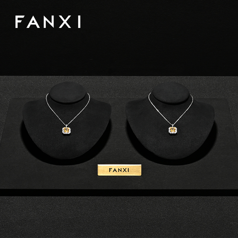 RX111 Microfiber Window Showcase Necklace Jewelry Display Props High-Grade Microfiber Jewelry Bust