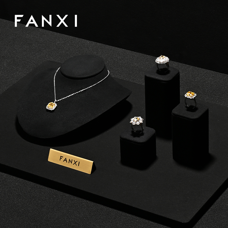 RX111 Microfiber Window Showcase Necklace Jewelry Display Props High-Grade Microfiber Jewelry Bust
