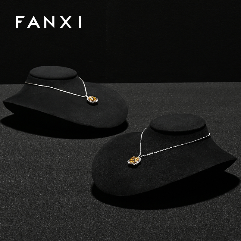 RX111 Microfiber Window Showcase Necklace Jewelry Display Props High-Grade Microfiber Jewelry Bust