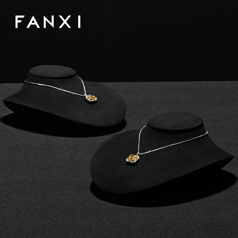RX111 Microfiber Window Showcase Necklace Jewelry Display Props High-Grade Microfiber Jewelry Bust