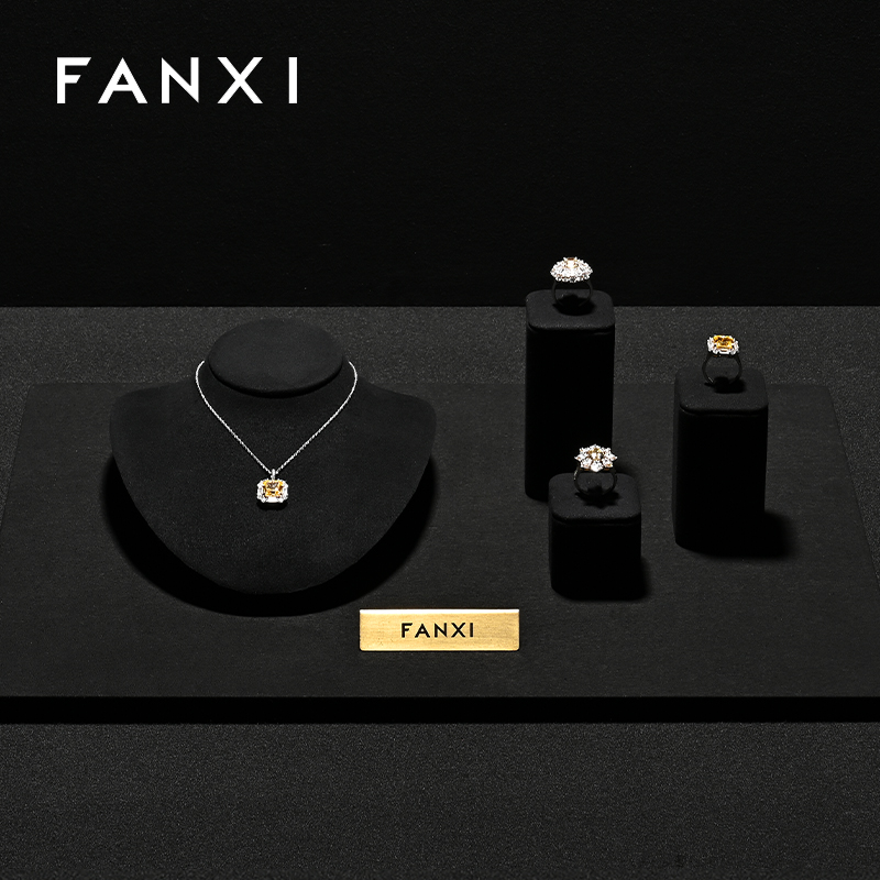 RX111 Microfiber Window Showcase Necklace Jewelry Display Props High-Grade Microfiber Jewelry Bust