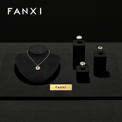 RX111 Microfiber Window Showcase Necklace Jewelry Display Props High-Grade Microfiber Jewelry Bust