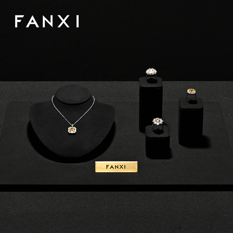 RX111 Microfiber Window Showcase Necklace Jewelry Display Props High-Grade Microfiber Jewelry Bust