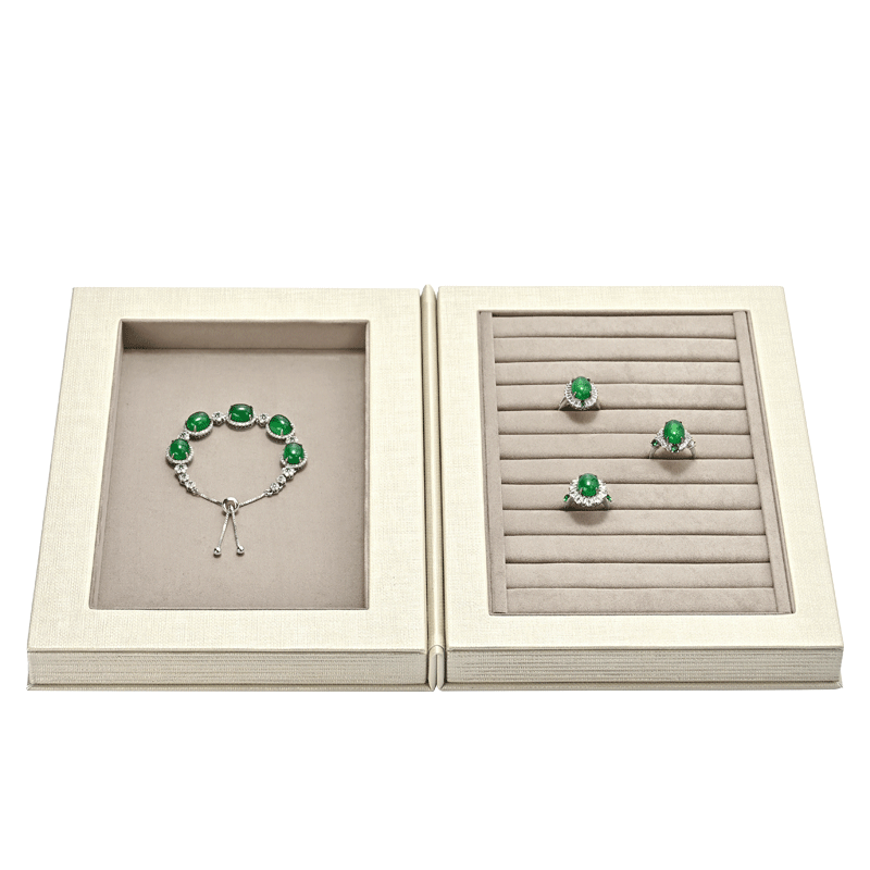 H188-189 Custom Logo Book Magnetic Jewelry Box Leather Velvet Small Jewellery Earring Bracelet Necklace Ring Gift Case Organizer